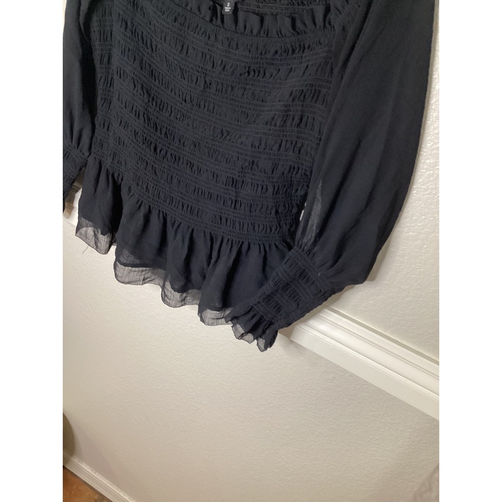 Torrid Black Chiffon Smocked Off The Shoulder Peplum Top Size 2 Plus 2X - Picture 6 of 8